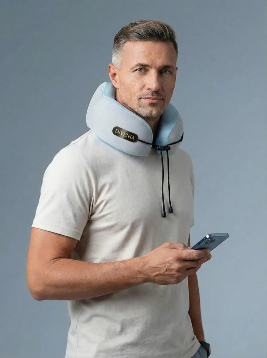 Oreiller cervical DIVENIA en avion - Repos confortable pour vols long-courriers